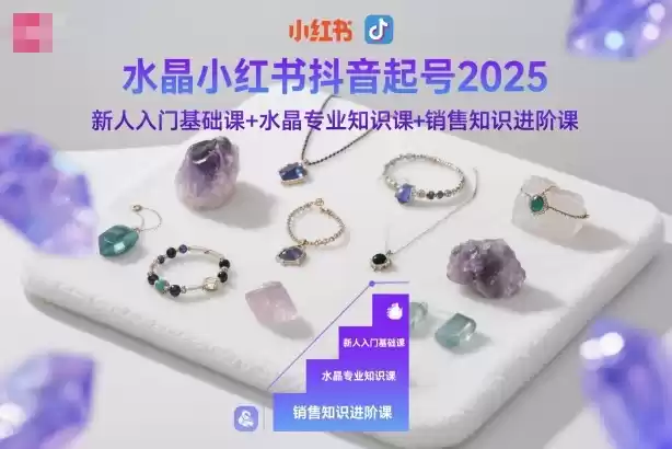 水晶小红书抖音起号2025，新人入门基础课+水晶专业知识课+销售知识进阶课,速发云资源网