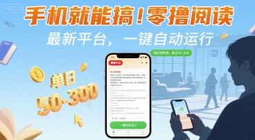手机就能搞！零撸阅读挂G，最新平台，一键自动运行，随时随地挣，单日50-3张+【揭秘】,速发云资源网