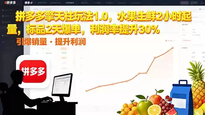 拼多多 擎天柱玩法1.0，水果生鲜2小时起量，标品2天爆单，利润率提升30%,速发云资源网