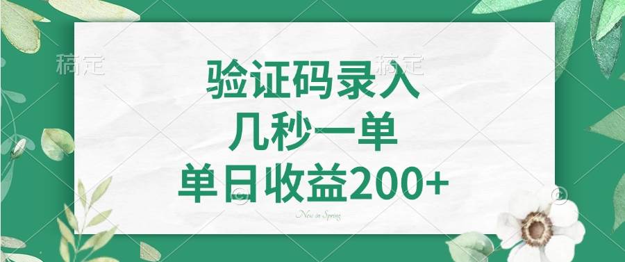 （14221期）验证码录入，几秒一单，单日收益200+,速发云资源网