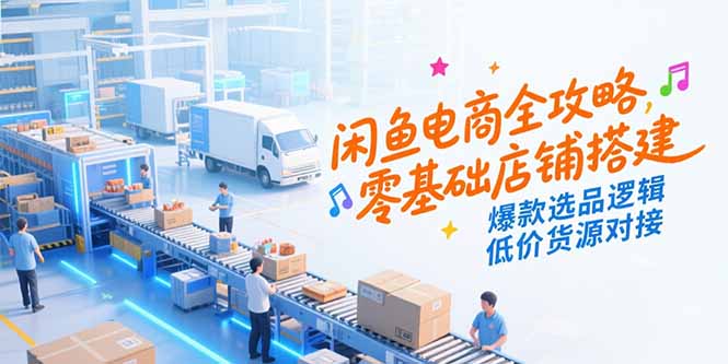 闲鱼电商全攻略，零基础店铺搭建，爆款选品逻辑，低价货源对接,速发云资源网