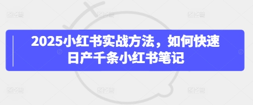 2025小红书实战方法，如何快速日产千条小红书笔记,速发云资源网