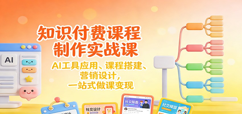 知识付费课程制作实战课：AI工具应用 、课程搭建、营销设计，一站式做课变现,速发云资源网