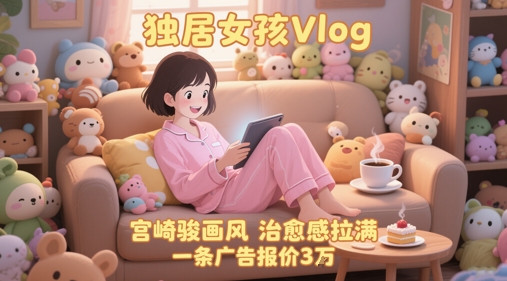单个账号涨粉71W！用AI制作独居女孩Vlog，宫崎骏画风，治愈感拉满，一条广告报价3W,速发云资源网