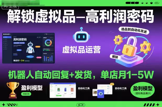 解锁虚拟品高利润密码：机器人自动回复+发货，单店月1-5W【揭秘】,速发云资源网