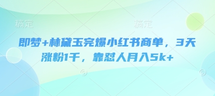 即梦+林黛玉完爆小红书商单，3天涨粉1千，靠怼人月入5k+,速发云资源网