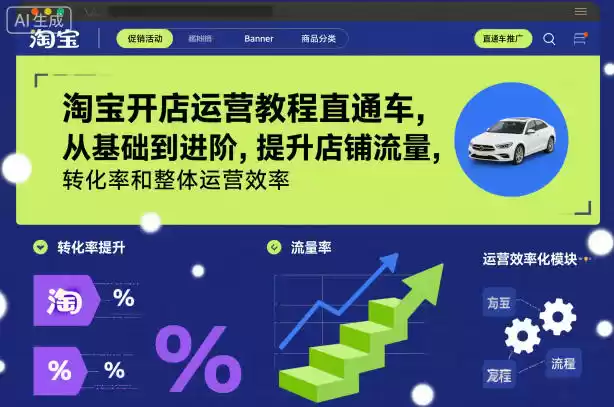 淘宝开店运营教程直通车，从基础到进阶，提升店铺流量，转化率和整体运营效率(更新11月),速发云资源网