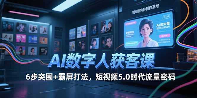 AI数字人获客课，6步突围+霸屏打法，短视频5.0时代流量密码,速发云资源网