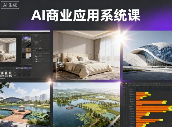 AI商业应用系统课，室内-软装-建筑-景观，智能设计+效果图+动画画实战,速发云资源网