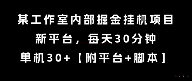 某工作室内部掘金挂G项目，新平台，每天30分钟，单机30+【揭秘】,速发云资源网