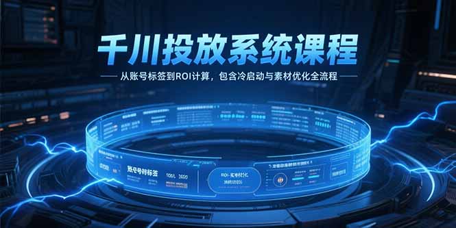 千川投放系统课程，从账号标签到ROI计算，包含冷启动与素材优化全流程,速发云资源网