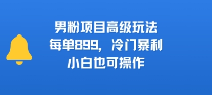 男粉项目高级玩法，每单899，冷门暴利，小白也可操作,速发云资源网