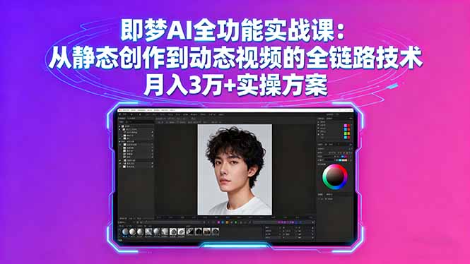 即梦AI全功能实战课：从静态创作到动态视频的全链路技术 月入3万+实操方案,速发云资源网