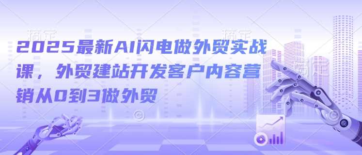 2025最新AI闪电做外贸实战课，外贸建站开发客户内容营销从0到3做外贸,速发云资源网