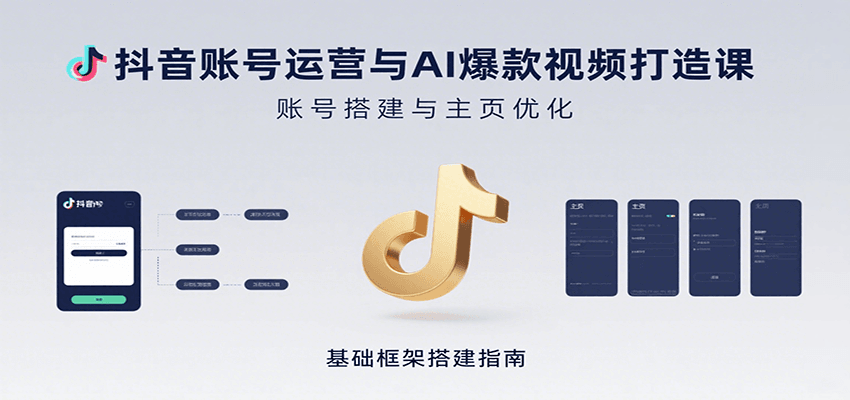 抖音账号运营与AI爆款视频打造课：含账号搭建、运营及多种AI特效视频制作方法,速发云资源网