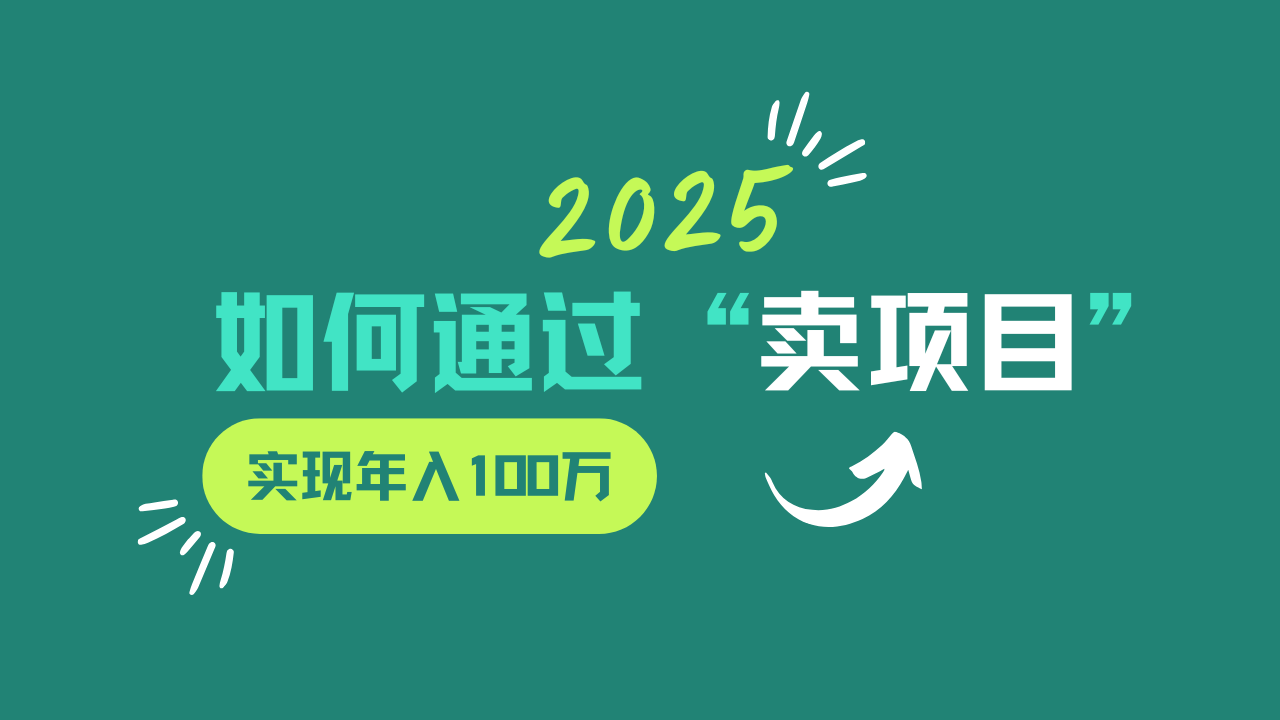 2025年如何通过“卖项目”实现年入100w,速发云资源网