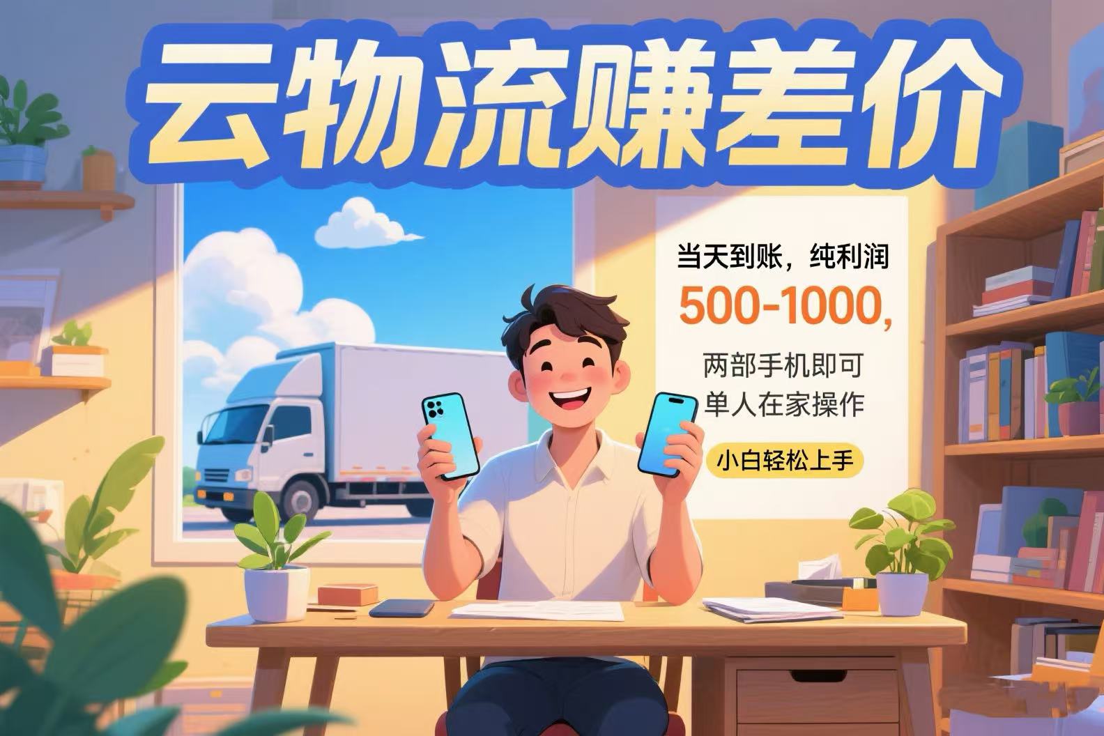 云物流赚差价 当天到账纯利润500-1000 两部手机即可 可单人在家操作 小…,速发云资源网