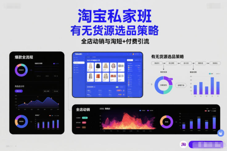 淘宝私家班，有无货源选品策略，高成功率爆款全流程打法，全店动销与淘短+付费引流(更新),速发云资源网