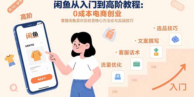 闲鱼从入门到高阶教程：0成本电商创业，掌握闲鱼卖货核心方法论与实战技巧,速发云资源网
