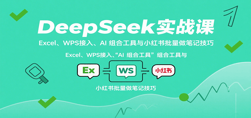 DeepSeek实战课：Excel、WPS接入、AI 组合工具与小红书批量做笔记技巧,速发云资源网