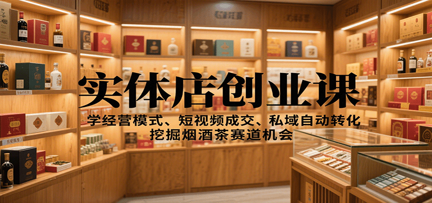 实体店创业课：学经营模式、短视频成交、私域自动转化，挖掘烟酒茶赛道机会,速发云资源网