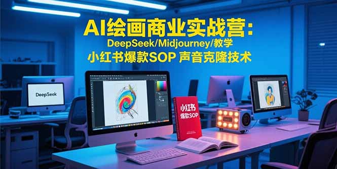 AI绘画商业实战营：DeepSeek/Midjourney/教学 小红书爆款SOP 声音克隆技术,速发云资源网