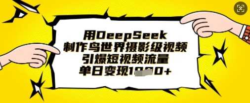 用DeepSeek制作鸟世界摄影级视频，引爆短视频流量，单日变现1k,速发云资源网