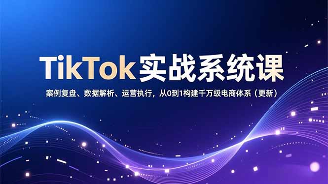 TikTok实战系统课，案例复盘、数据解析、运营执行，从0到1构建千万级电商体系(更新,速发云资源网