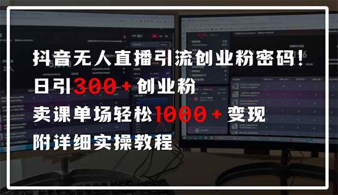 （14564期）抖音无人直播引流密码！日引300+创业粉 单场轻松1000+变现 附详细实操教程,速发云资源网