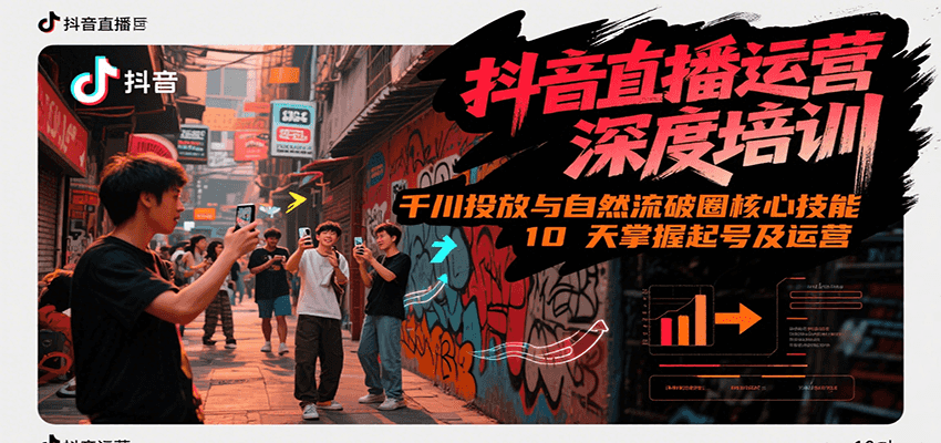 抖音直播运营深度培训，千川投放与自然流核心技能，10天掌握起号及运营(6-7月新课),速发云资源网