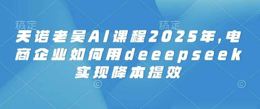 天诺老吴AI课程2025年，电商企业如何用deeepseek实现降本提效,速发云资源网