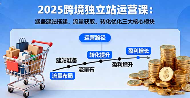 2025跨境独立站运营课：涵盖建站搭建、流量获取、转化优化三大核心模块,速发云资源网