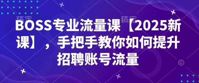 BOSS专业流量课【2025新课】，手把手教你如何提升招聘账号流量,速发云资源网