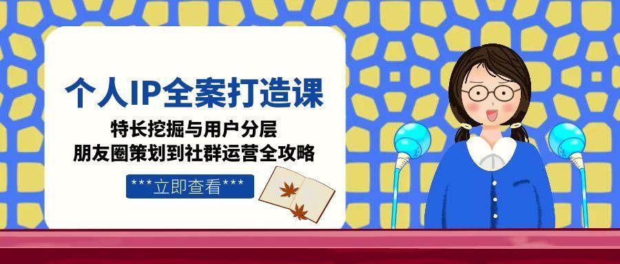 个人IP全案打造课，特长挖掘与用户分层，朋友圈策划到社群运营全攻略,速发云资源网