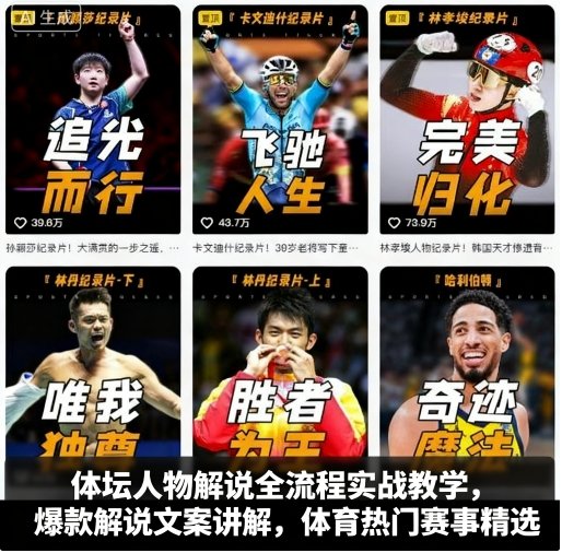 体坛人物解说全流程实战教学，爆款解说文案讲解，体育热门赛事精选,速发云资源网