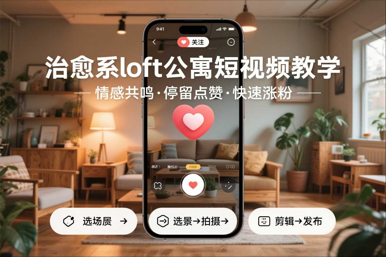 治愈系loft公寓短视频制作教学，情感共鸣引停留点赞关注，快速起号涨粉,速发云资源网