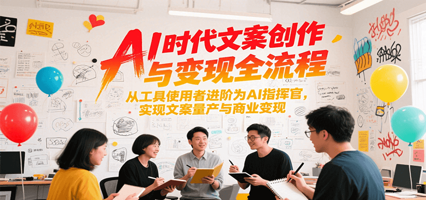 AI时代文案创作与变现全流程，从工具使用者进阶为AI指挥官，实现文案量产与商业变现,速发云资源网