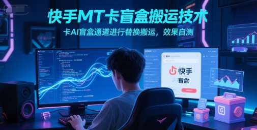 快手MT卡盲盒搬运技术，卡AI盲盒通道进行替换搬运，效果自测,速发云资源网