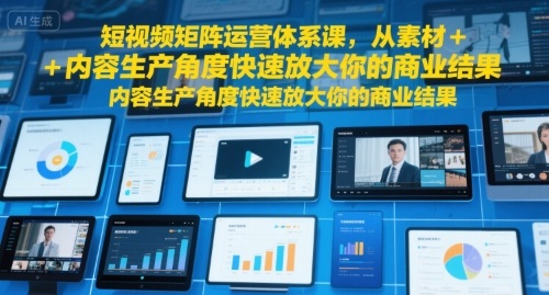 短视频矩阵运营体系课，从素材+内容生产角度快速放大你的商业结果,速发云资源网
