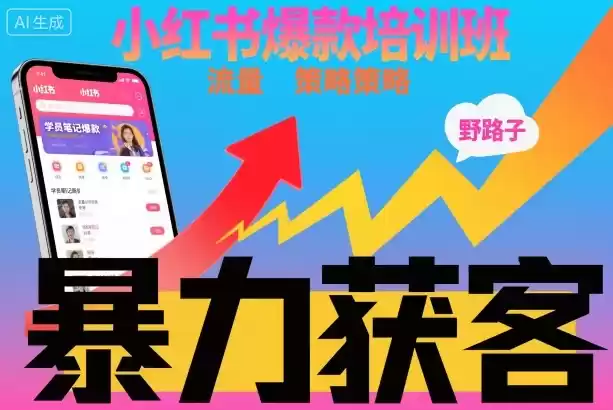小红书爆款培训班，小红书获客野路子流量打法，暴力持续获客,速发云资源网