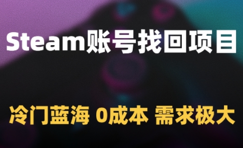 Steam账号找回项目，冷门蓝海，0成本，需求极大,速发云资源网