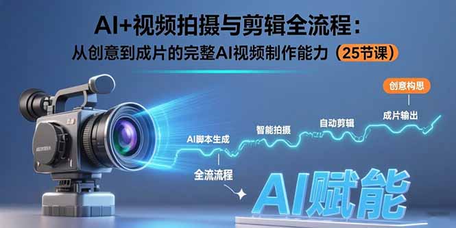 AI+视频拍摄与剪辑全流程：从创意到成片的完整AI视频制作能力(25节课,速发云资源网
