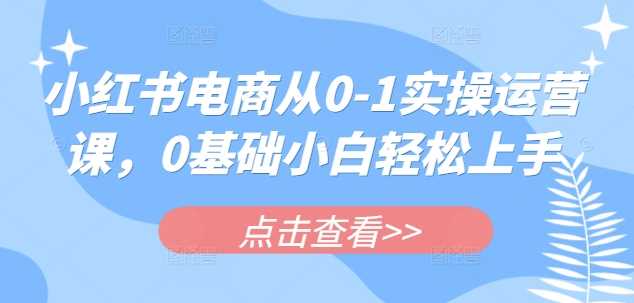 小红书电商从0-1实操运营课，0基础小白轻松上手,速发云资源网
