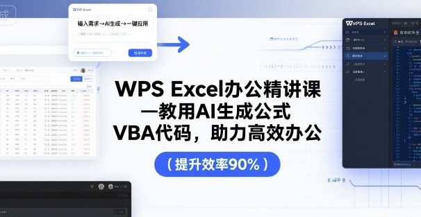 WPS Excel办公精讲课，教用 AI 生成公式，VBA 代码，助力高效办公,速发云资源网