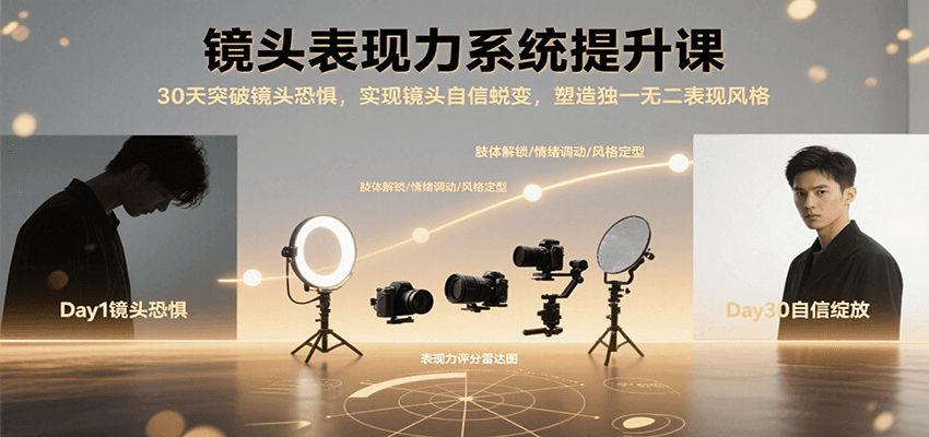 镜头表现力系统提升课，30天突破镜头恐惧实现自信蜕变，塑造独一无二表现风格,速发云资源网