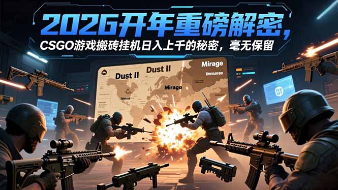 2026开年重磅解密，CSGO游戏搬砖挂机日入上千的秘密，毫无保留,速发云资源网