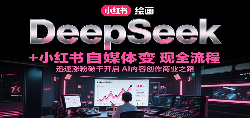 DeepSeek绘画+小红书自媒体变现全流程，迅速涨粉破千开启AI内容创作商业之路,速发云资源网