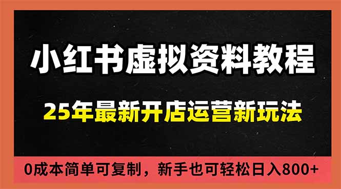 小红书虚拟资料项目：最新搜索流变现玩法，0成本简单可复制，一人多店打法，新手日入800+,速发云资源网