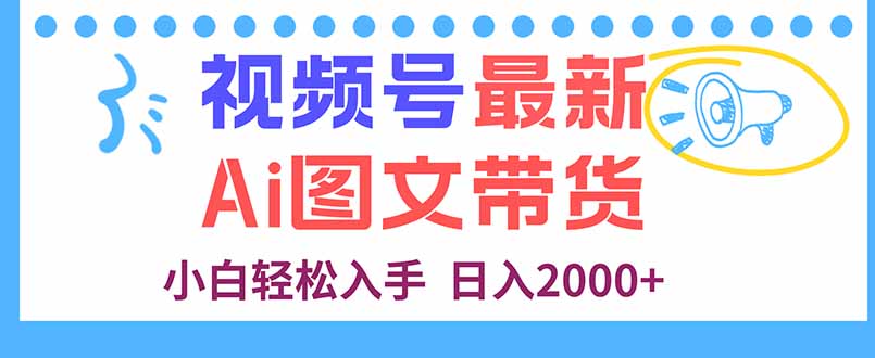 视频号最新AI图文带货，每天几分钟，小白轻松入手，日入2000+,速发云资源网