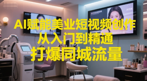 AI赋能美业短视频创作，从入门到精通，打爆同城流量，超级AI工具短视频实操落地,速发云资源网